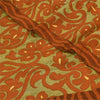 Sanskriti Vintage Sarier Grøn/Orange Ren Crepe Trykt Sari 5+ yard Håndværk Bæredygtigt Stoff