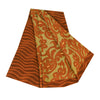 Sanskriti Vintage Sarier Grøn/Orange Ren Crepe Trykt Sari 5+ yard Håndværk Bæredygtigt Stoff