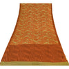 Sanskriti Vintage Sarier Grøn/Orange Ren Crepe Trykt Sari 5+ yard Håndværk Bæredygtigt Stoff