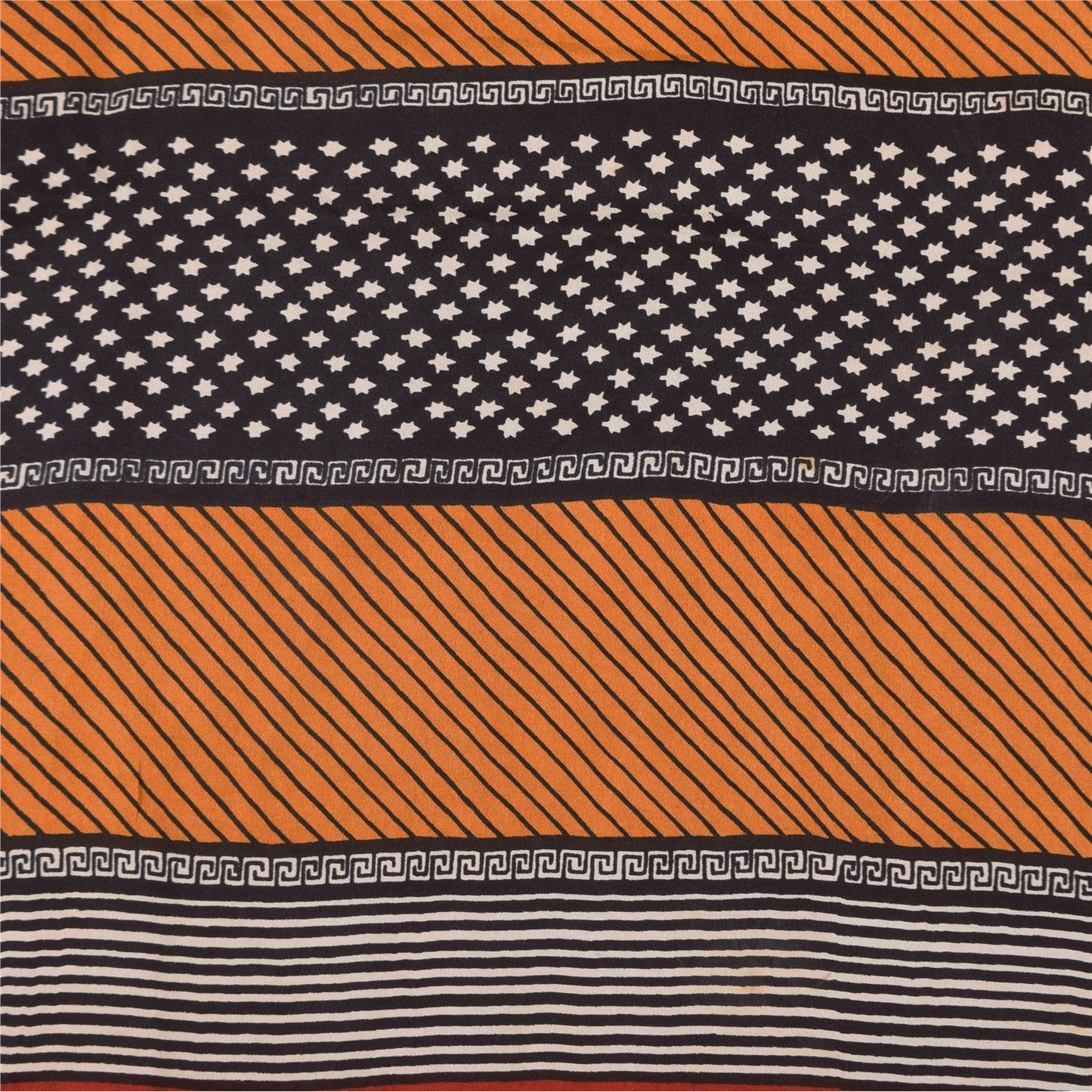 Sanskriti Vintage Sarier Røde 100% Ren Crepe Silke Trykt Sari 5+ yard Håndværk Bæredygtigt Stoff