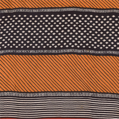 Sanskriti Vintage Sarier Røde 100% Ren Crepe Silke Trykt Sari 5+ yard Håndværk Bæredygtigt Stoff