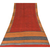 Sanskriti Vintage Sarier Røde 100% Ren Crepe Silke Trykt Sari 5+ yard Håndværk Bæredygtigt Stoff