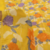 Sanskriti Vintage Sarees Yellow Pure Crepe Silk Printed Sari 5+yd Craft Sustainable Fabric