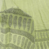 Sanskriti Vintage Sarees Olive Green Pure Crepe Printed Sari 5+yd Craft Sustainable Fabric