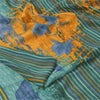 Sanskriti Vintage Sarees Multi Pure Crepe Silk Printed Sari 5+yd Craft Sustainable Fabric