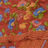 Sanskriti Vintage Sarees Reddish Orange Pure Crepe Silk Printed Sari 5+yd Sustainable Fabric