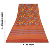 Sanskriti Vintage Sarees Reddish Orange Pure Crepe Silk Printed Sari 5+yd Sustainable Fabric