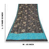 Sanskriti Vintage Sarees Black Pure Crepe Silk Printed Sari 5+yd Craft Sustainable Fabric