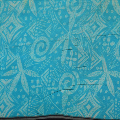 Sanskriti Vintage Sarees Black Pure Crepe Silk Printed Sari 5+yd Craft Sustainable Fabric