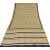 Sanskriti Vintage Sarees Pale Yellow Pure Crepe Printed Sari 5+yd Craft Sustainable Fabric