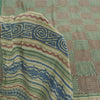 Sanskriti Vintage Sarees Cream Pure Crepe Silk Printed Sari 5+yd Craft Fabric