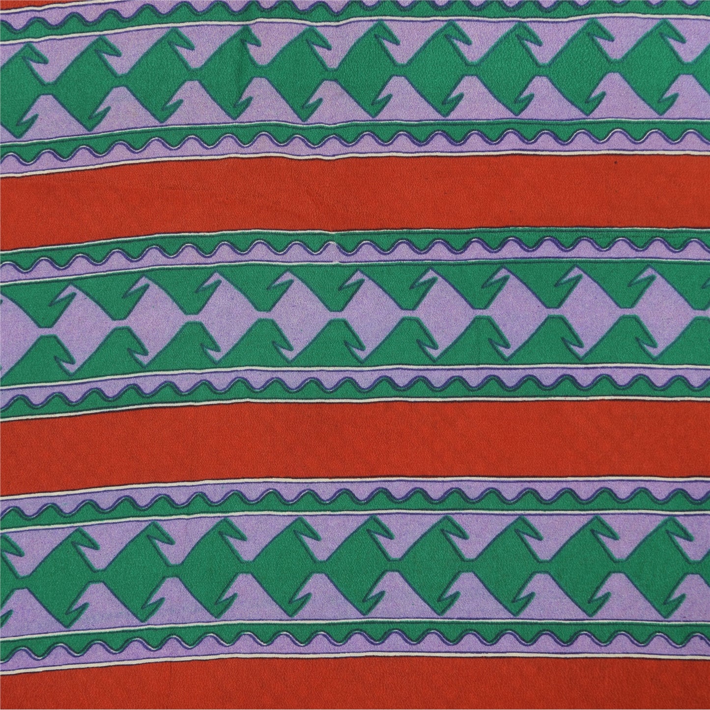 Sanskriti Vintage Sarees Multi Pure Crepe Silk Printed Sari 5+yd Craft Sustainable Fabric