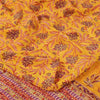 Sanskriti Vintage Sarees Yellow Pure Crepe Silk Printed Sari 5+yd Craft Sustainable Fabric