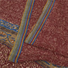 Sanskriti Vintage Sarees Dark Red Pure Crepe Silk Printed Sari 5+yd Craft Fabric