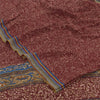 Sanskriti Vintage Sarees Dark Red Pure Crepe Silk Printed Sari 5+yd Craft Fabric