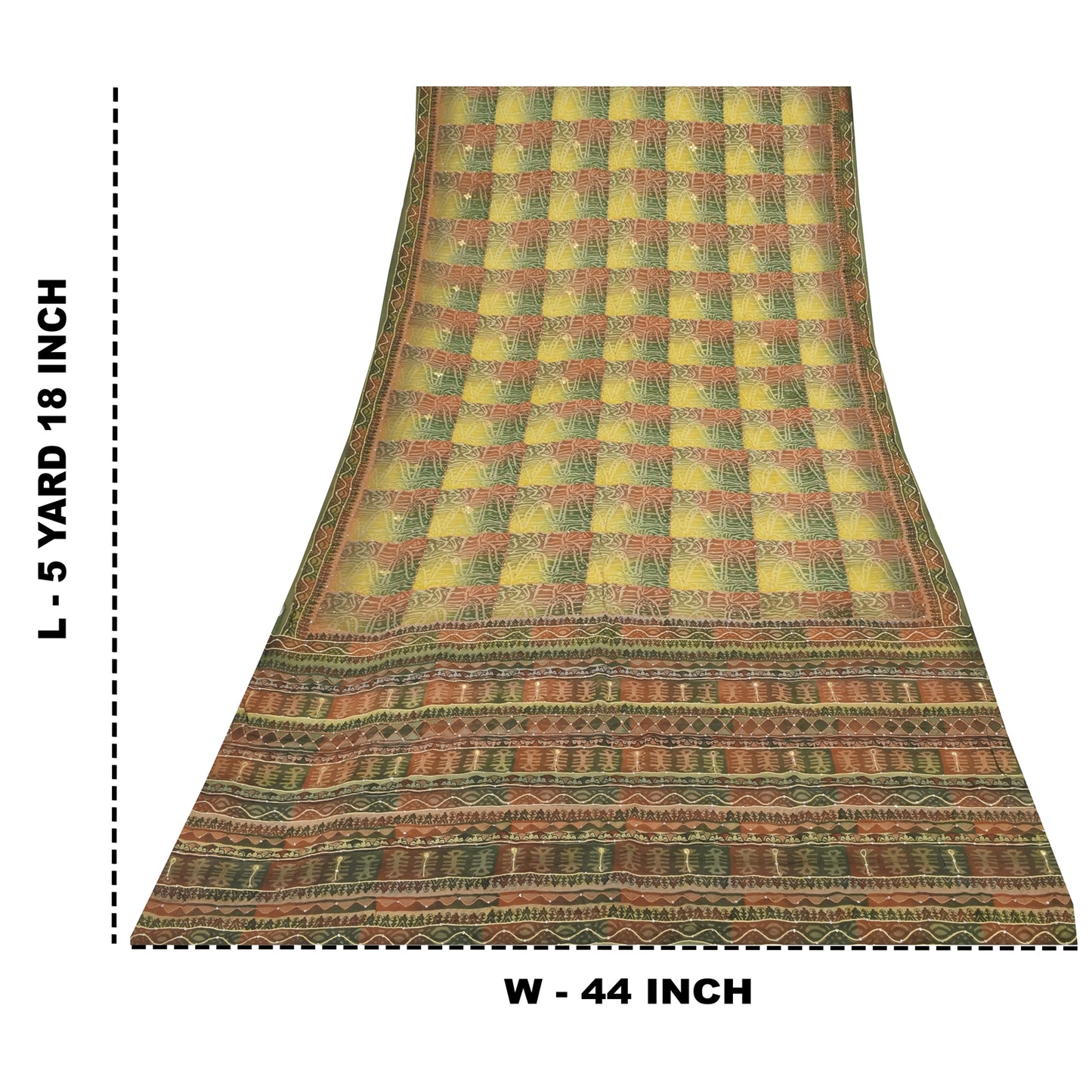 Sanskriti Vintage Sarees Embroidery Pure Crepe Silk Print Sari 5+yd Craft Sustainable Fabric