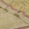 Sanskriti Vintage Sarees Olive Cream Pure Crepe Printed Sari 5+yd Craft Fabric