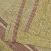 Sanskriti Vintage Sarees Olive Cream Pure Crepe Printed Sari 5+yd Craft Fabric