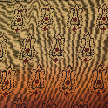 Сари Sanskriti Vintage, оранжевое/кремовое, чистый креп, напечатанное сари, 6+ ярдов, ткань для рукоделия из экологически чистой ткани