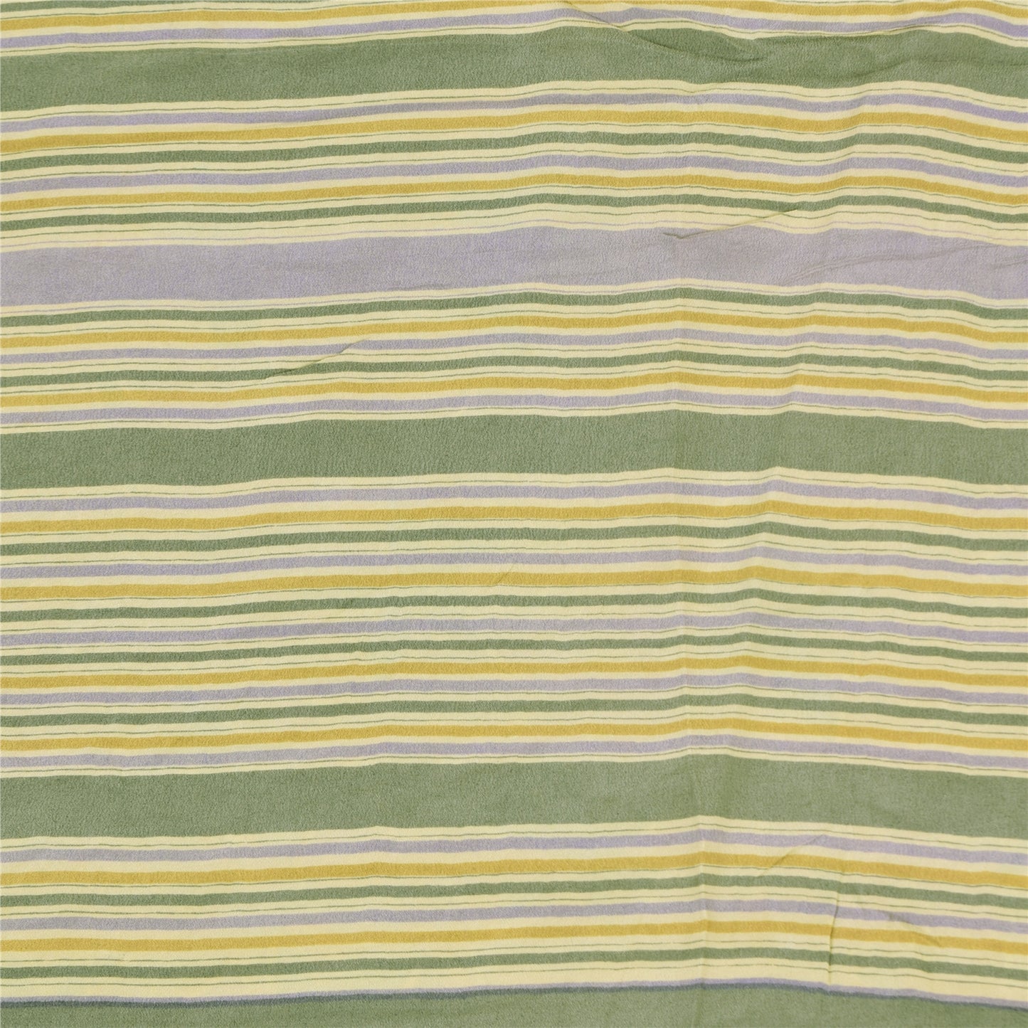 Sanskriti Vintage Sarees Olive Green Pure Crepe Printed Sari 5+yd Craft Sustainable Fabric