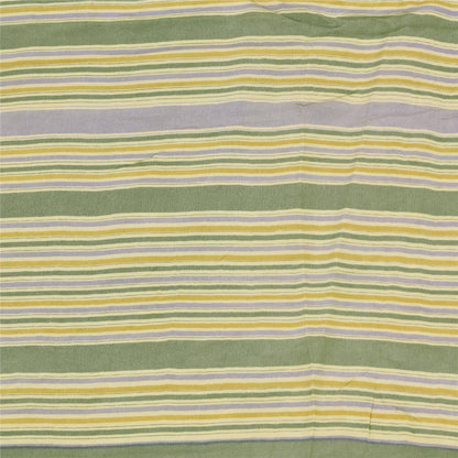 Sanskriti Vintage Sarees Olive Green Pure Crepe Printed Sari 5+yd Craft Sustainable Fabric