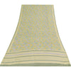 Sanskriti Vintage Sarees Olive Green Pure Crepe Printed Sari 5+yd Craft Sustainable Fabric