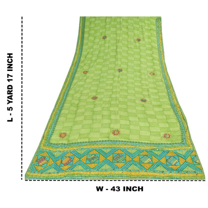 Санскритские винтажные сари из чистого крепа, расшитого вручную бисером, сари с принтом Gota Patti, устойчивая ткань