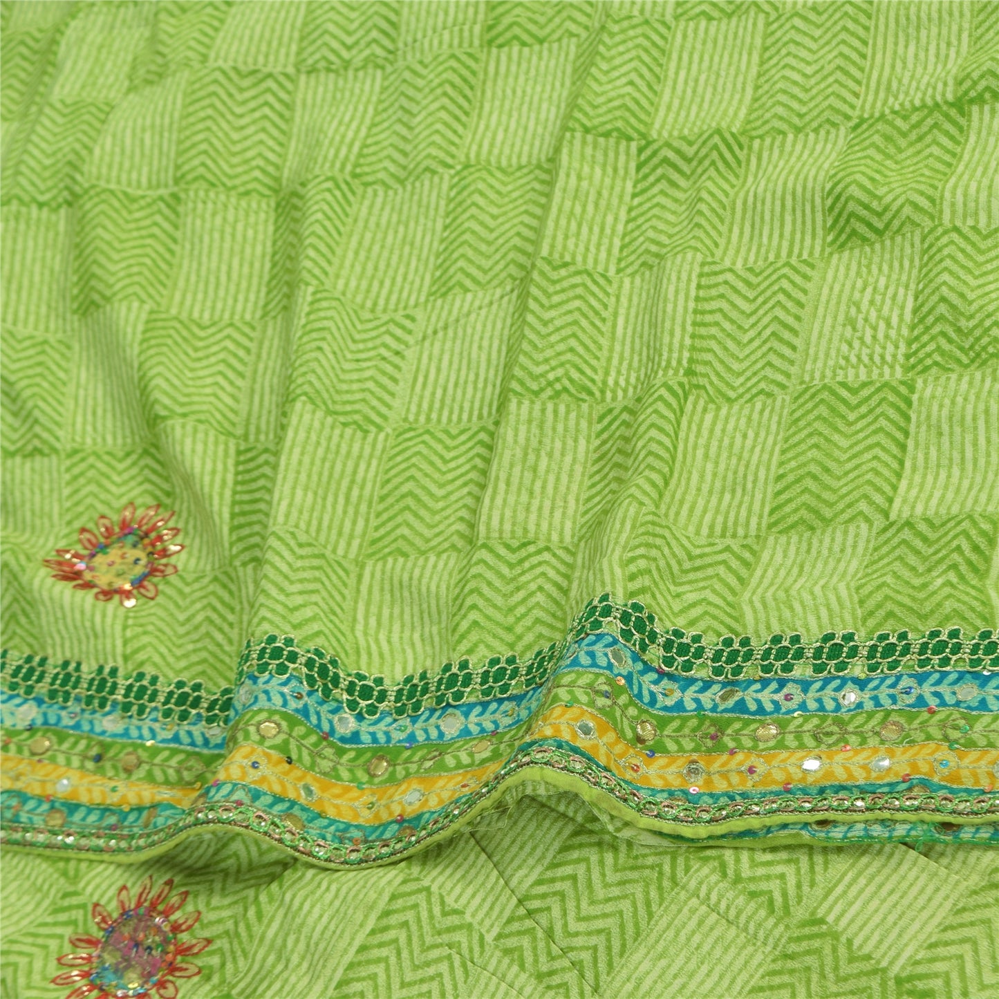 Санскритские винтажные сари из чистого крепа, расшитого вручную бисером, сари с принтом Gota Patti, устойчивая ткань