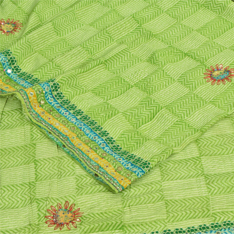 Sanskriti Vintage Sarees Pure Crepe Hand Beaded Gota Patti Print Sari Sustainable Fabric