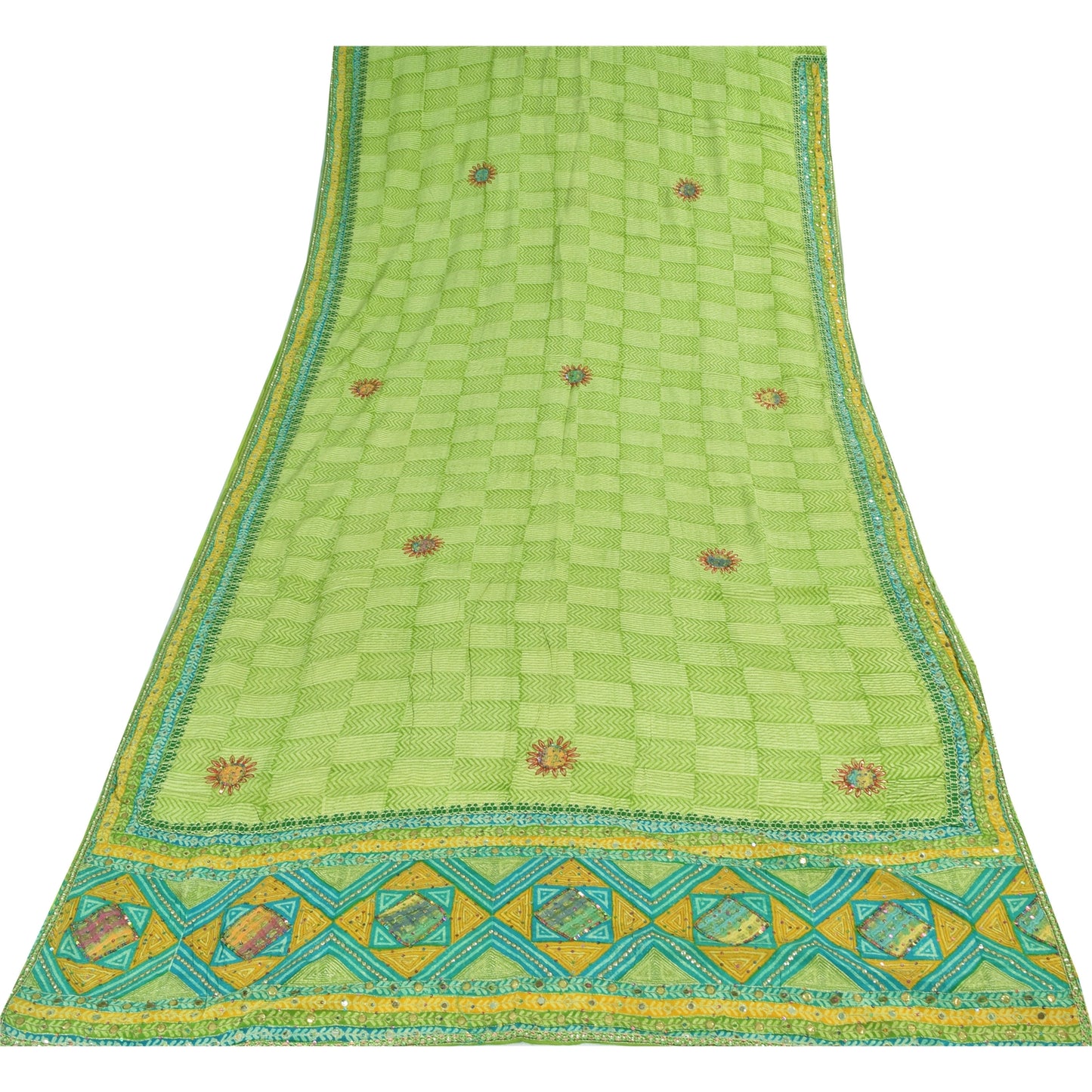 Санскритские винтажные сари из чистого крепа, расшитого вручную бисером, сари с принтом Gota Patti, устойчивая ткань