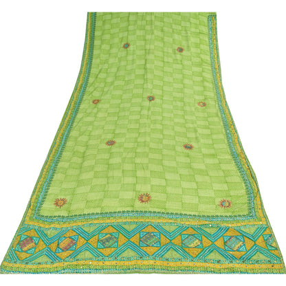 Санскритские винтажные сари из чистого крепа, расшитого вручную бисером, сари с принтом Gota Patti, устойчивая ткань