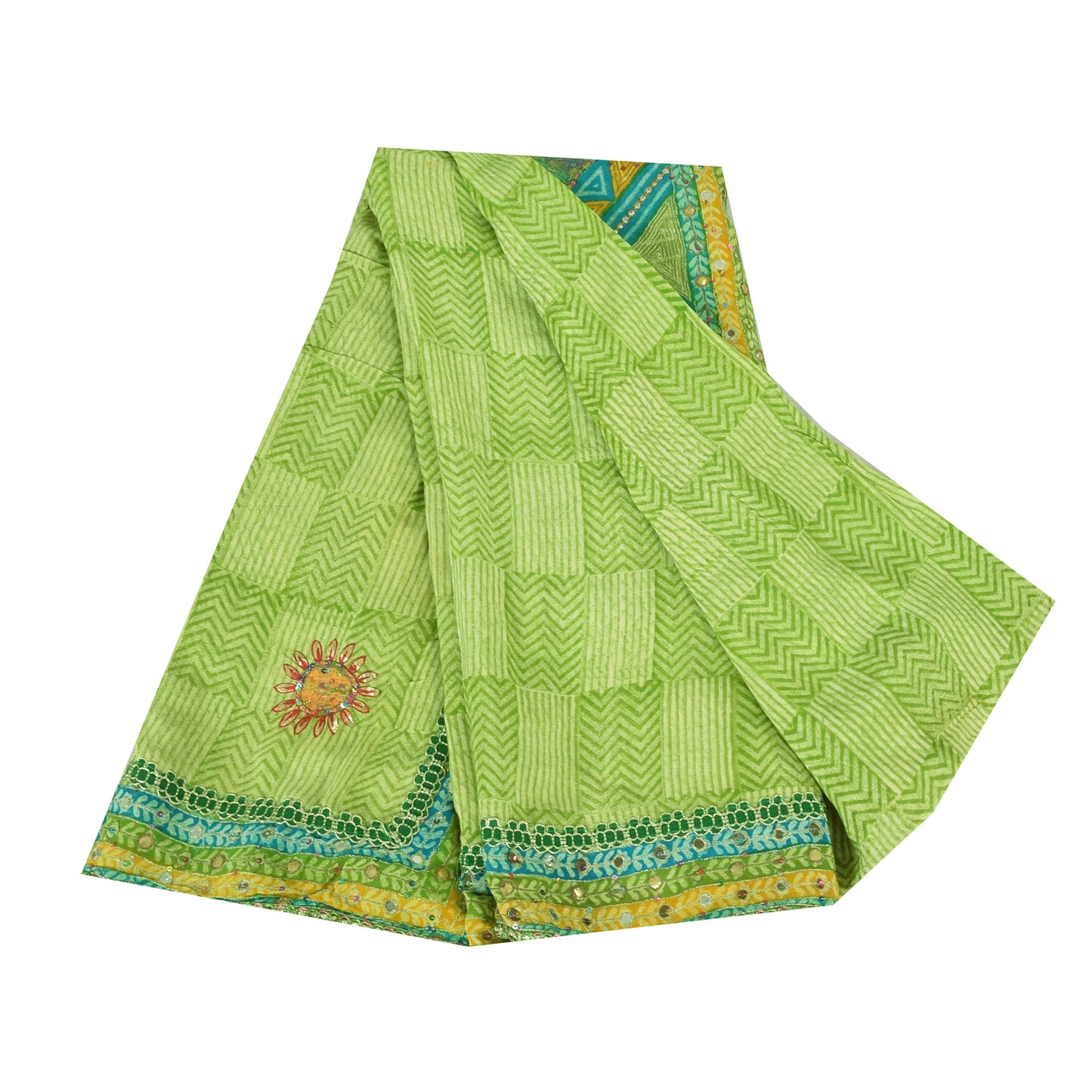 Санскритские винтажные сари из чистого крепа, расшитого вручную бисером, сари с принтом Gota Patti, устойчивая ткань