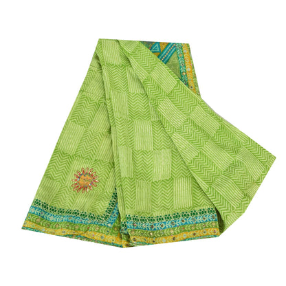 Санскритские винтажные сари из чистого крепа, расшитого вручную бисером, сари с принтом Gota Patti, устойчивая ткань