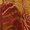 Sanskriti Vintage Sarees Saffron Pure Crepe Silk Printed Sari 5+yd Craft Fabric