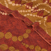 Sanskriti Vintage Sarees Saffron Pure Crepe Silk Printed Sari 5+yd Craft Fabric