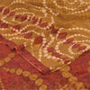Sanskriti Vintage Sarees Saffron Pure Crepe Silk Printed Sari 5+yd Craft Fabric