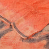 Sanskriti Vintage Sarees Peach/Red Pure Crepe Silk Print Sari 5+yd Craft Sustainable Fabric