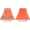Sanskriti Vintage Sarees Peach/Red Pure Crepe Silk Print Sari 5+yd Craft Sustainable Fabric