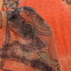 Sanskriti Vintage Sarees Peach/Red Pure Crepe Silk Print Sari 5+yd Craft Sustainable Fabric