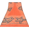 Sanskriti Vintage Sarees Peach/Red Pure Crepe Silk Print Sari 5+yd Craft Sustainable Fabric
