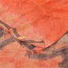 Sanskriti Vintage Sarees Peach/Red Pure Crepe Silk Print Sari 5+yd Craft Sustainable Fabric