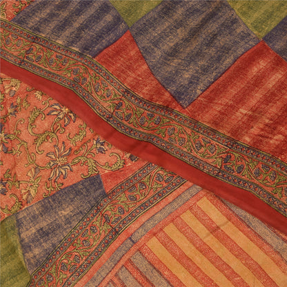 Sanskriti Vintage Sarees 100% Pure Crepe Silk Printed Sari 5 Yard Soft Fabric