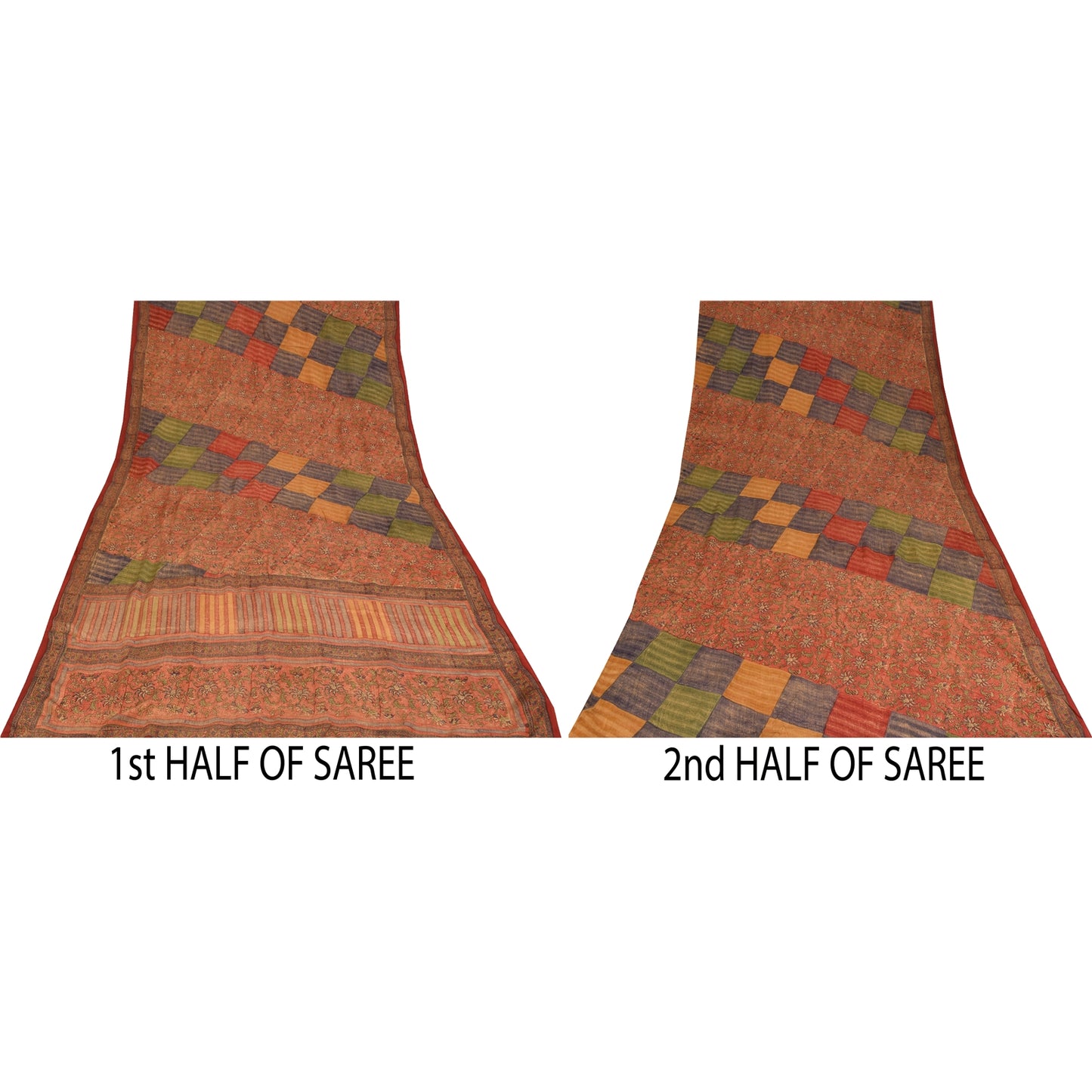 Sanskriti Vintage Sarees 100% Pure Crepe Silk Printed Sari 5 Yard Soft Fabric