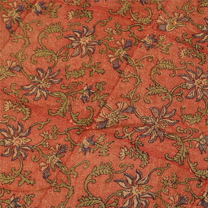 Sanskriti Vintage Sarees 100% Pure Crepe Silk Printed Sari 5 Yard Soft Fabric