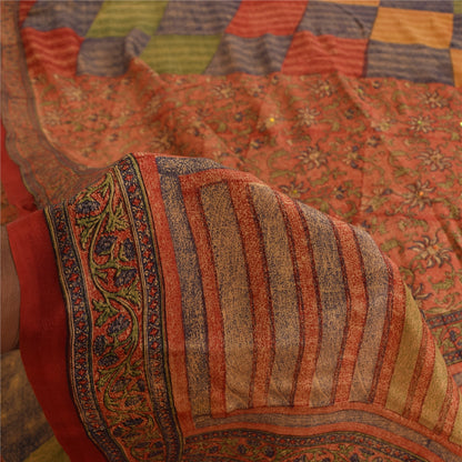 Sanskriti Vintage Sarees 100% Pure Crepe Silk Printed Sari 5 Yard Soft Fabric