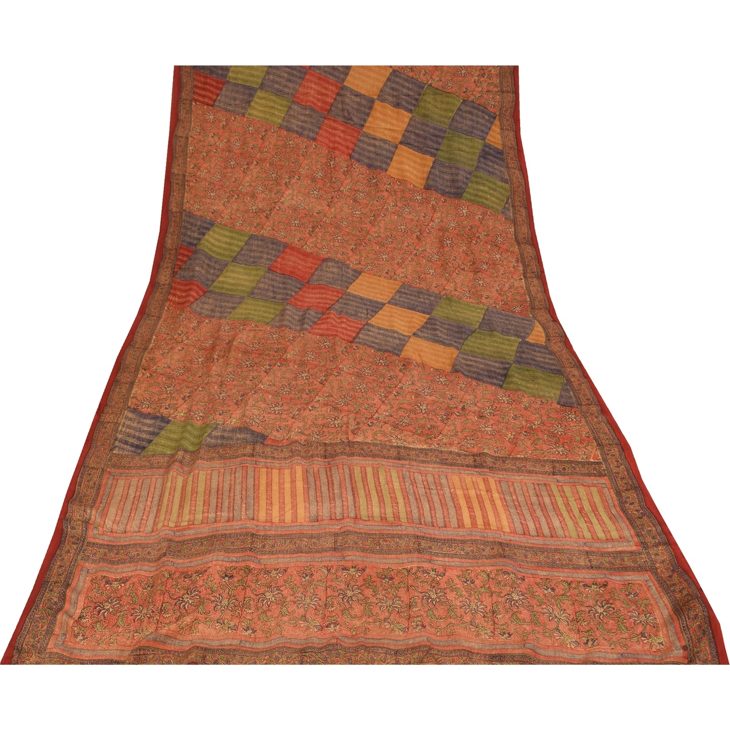 Sanskriti Vintage Sarees 100% Pure Crepe Silk Printed Sari 5 Yard Soft Fabric