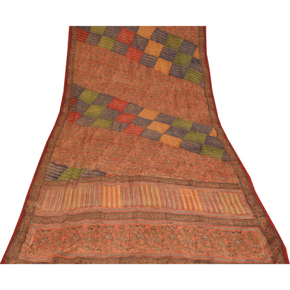 Sanskriti Vintage Sarees 100% Pure Crepe Silk Printed Sari 5 Yard Soft Fabric