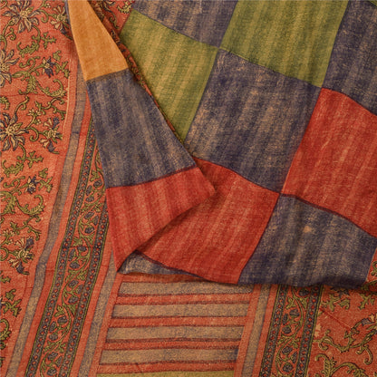 Sanskriti Vintage Sarees 100% Pure Crepe Silk Printed Sari 5 Yard Soft Fabric