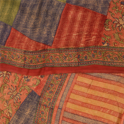 Sanskriti Vintage Sarees 100% Pure Crepe Silk Printed Sari 5 Yard Soft Fabric