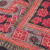 Sanskriti Vintage Sarees Red/Black Pure Crepe Silk Print Sari 6+yd Craft Sustainable Fabric